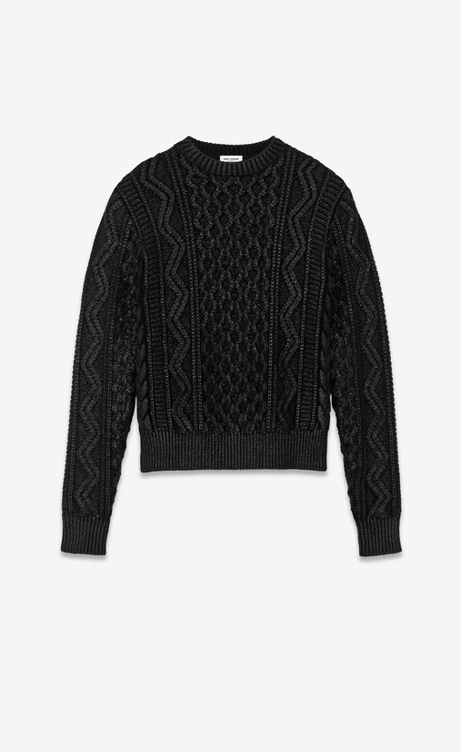 SAINT LAURENT ニット レディース lamé aran knit jumper a_V4